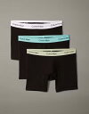 【送料無料】 カルバンクライン メンズ ボクサーパンツ アンダーウェア Calvin Klein Icon Cotton Stretch 3 pack boxer briefs in black with green waistbands B- WHITE BEAU BLUE