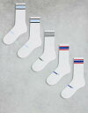 【送料無料】 ジャック アンド ジョーンズ メンズ 靴下 アンダーウェア Jack & Jones 5 pack athletic socks in white...
