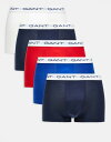 【送料無料】 ガント メンズ トランクス アンダーウェア GANT 5 pack boxer briefs with logo waistband in nav...