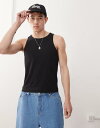 【送料無料】 リクレイム ヴィンテージ メンズ ベスト トップス Reclaimed Vintage ribbed racer neck tank top in black Black
