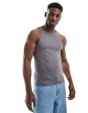 【送料無料】 エイソス メンズ ベスト トップス ASOS DESIGN essential muscle fit rib knit tank top in c...