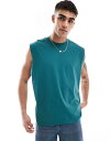 【送料無料】 エイソス メンズ ベスト トップス ASOS DESIGN essential oversized tank top in blue MEDITERRANEAN