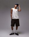 【送料無料】 トップマン メンズ ベスト トップス Topman slub linen blend tank in ecru ECRU