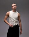 【送料無料】 トップマン メンズ ベスト トップス Topman high neck striped ribbed tank top in ecru ECRU