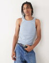 【送料無料】 コルージョン メンズ ベスト トップス COLLUSION muscle tank top in dusty blue BLUE