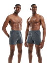 【送料無料】 エイソス メンズ ボクサーパンツ アンダーウェア ASOS DESIGN 2 pack jersey boxers in dark shadow Dark shadow