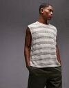 【送料無料】 トップマン メンズ ベスト トップス Topman relaxed crochet tank with metallic yarn in stone STONE