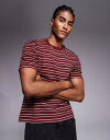 【送料無料】 エイソス メンズ ベスト トップス ASOS DESIGN boxy T-shirt with red stripe Multi