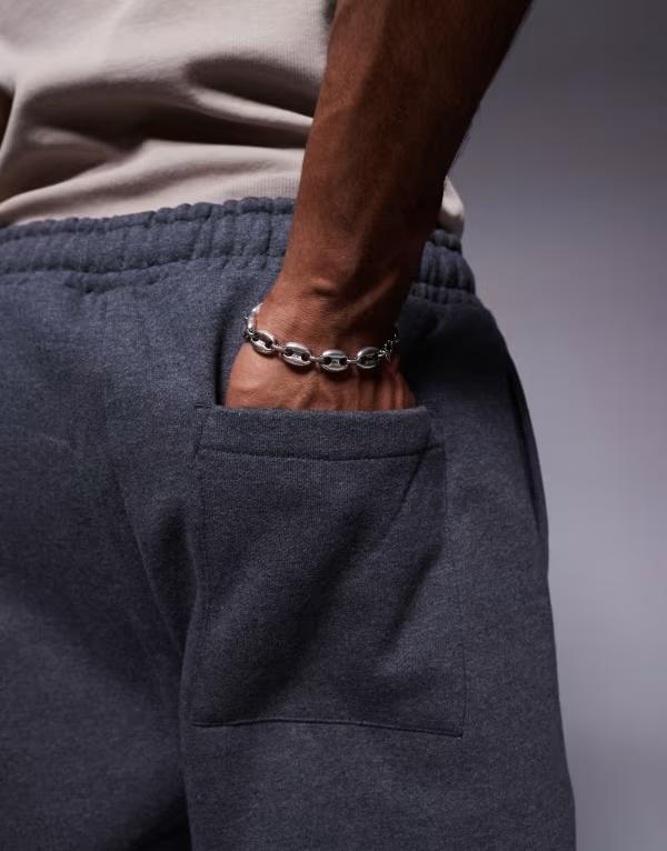 【送料無料】 エイソス メンズ カジュアルパンツ ボトムス ASOS DESIGN premium heavyweight straight leg sweatpants with pin tucks in heathered charcoal Charcoal marl