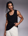 【送料無料】 アダプト メンズ ベスト トップス ADPT overszied knit crochet tank top in black Black