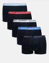 【送料無料】 ガント メンズ トランクス アンダーウェア GANT 5-pack boxer briefs in black multi Evening blu...