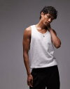 【送料無料】 トップマン メンズ ベスト トップス Topman pointelle tank top in ecru ECRU
