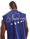 【送料無料】 エイソス メンズ ベスト トップス ASOS DESIGN heavyweight boxy oversized tank in washed b...