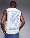 【送料無料】 リバーアイランド メンズ ベスト トップス River Island Japanese moon and dragon back print ta...