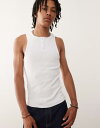 【送料無料】 コルージョン メンズ ベスト トップス COLLUSION Henley muscle tank top in white WHITE