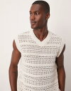 【送料無料】 エイソス メンズ ベスト トップス ASOS DESIGN relaxed open knit vest in ecru ECRU
