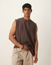 【送料無料】 エイソス メンズ ベスト トップス ASOS DESIGN oversized tank with dropped armhole in brow...