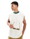 【送料無料】 エイソス メンズ ベスト トップス ASOS DESIGN heavyweight oversized tank in cream Coconut...