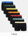 【送料無料】 ジャック アンド ジョーンズ メンズ トランクス アンダーウェア Jack & Jones 7 pack trunks in black with multi color waistband Black