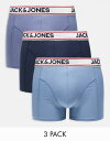 【送料無料】 ジャック アンド ジョーンズ メンズ トランクス アンダーウェア Jack & Jones 3 pack briefs in blues Navy Blazer