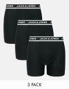 【送料無料】 ジャック アンド ジョーンズ メンズ トランクス アンダーウェア Jack & Jones 3 pack long briefs in black Black