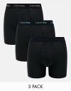 【送料無料】 カルバンクライン メンズ ボクサーパンツ アンダーウェア Calvin Klein cotton stretch boxer briefs 3 pack in black with colored logo Black