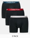 【送料無料】 カルバンクライン メンズ ボクサーパンツ アンダーウェア Calvin Klein Modern Structure 3 pack boxer briefs in black with navy/red/silver waistbands Black