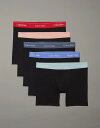 【送料無料】 カルバンクライン メンズ ボクサーパンツ アンダーウェア Calvin Klein Icon Cotton Stretch 5 pack boxer briefs in black with red/blue waistbands B- V IN MTN ST BL