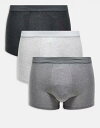 【送料無料】 マンゴ メンズ ブリーフパンツ アンダーウェア Mango 3 pack boxers in black/white/gray Gray