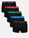 【送料無料】 ジャック アンド ジョーンズ メンズ ボクサーパンツ アンダーウェア Jack & Jones 5 pack contrast waistband briefs in black Black