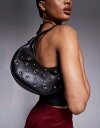 【送料無料】 エイソス レディース ショルダーバッグ バッグ ASOS DESIGN interchangeable shoulder and clutch cookie bag with eyelet studs in black Black