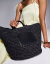 【送料無料】 サウスビーチ レディース トートバッグ バッグ South Beach straw tote shoulder bag with PU panel in black Black
