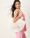 【送料無料】 エイソス レディース トートバッグ バッグ ASOS DESIGN open weave straw tote bag in white WHIT...