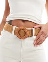 【送料無料】 エイソス レディース ベルト アクセサリー ASOS DESIGN straw buckle belt natural(4)