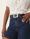【送料無料】 エイソス レディース ベルト アクセサリー ASOS DESIGN turq stone western waist and hip jeans belt Black(4)