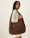 【送料無料】 ベックサンダーガード レディース トートバッグ バッグ Becksondergaard dalliea suede slouchy shoulder tote bag in dark brown BROWN