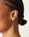 【送料無料】 デザインビーロンドン レディース ピアス・イヤリング アクセサリー DesignB London clover stud earrings in white and gold GOLD(4)