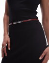 【送料無料】 マンゴ レディース ベルト アクセサリー Mango slim leather belt with metallic details and adjustable closure in red RED