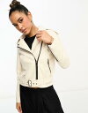 【送料無料】 マンゴ レディース ジャケット・ブルゾン アウター Mango faux leather moto jacket in beige Beige