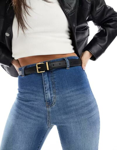 【送料無料】 エイソス レディース ベルト アクセサリー ASOS DESIGN waist and hip belt with square buckle in black Black 【送料無料】 エイソス レディース ベルト アクセサリー ASOS DESIGN waist and hip belt with square buckle in black Black