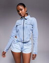 【送料無料】 リバーアイランド レディース ジャケット・ブルゾン アウター River Island long sleeve corset jacket in light blue DENIM - LIGHT
