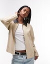 【送料無料】 マンゴ レディース ジャケット・ブルゾン アウター Mango contrast collar barn jacket in beige BEIGE
