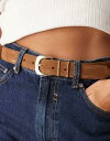 【送料無料】 マンゴ レディース ベルト アクセサリー Mango classic suede belt in brown BROWN