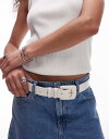 【送料無料】 マンゴ レディース ベルト アクセサリー Mango classic croc detail square buckle belt in cream CREAM
