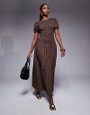 【送料無料】 エイソス レディース ワンピース トップス ASOS DESIGN shirred drop waist maxi dress in brown BROWN
