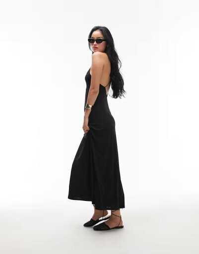 【送料無料】 トップショップ レディース ワンピース トップス Topshop cami low back detail maxi dress in black Black 【送料無料】 トップショップ レディース ワンピース トップス Topshop cami low back detail maxi dress in black Black