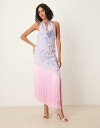 【送料無料】 マンゴ レディース ワンピース トップス Mango premium halter neck embroidered floral maxi dr...