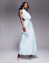 【送料無料】 バードット レディース ワンピース トップス Bardot open back high neck maxi dress in aqua Aqua