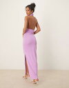 【送料無料】 ヴィラ レディース ワンピース トップス Vila textured cowl neck low back maxi dress in violet Violet tulip
