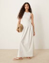 【送料無料】 ヴィラ レディース ワンピース トップス VILA sleeveless maxi dress with poplin skirt detail in cream CLOUD DANCER